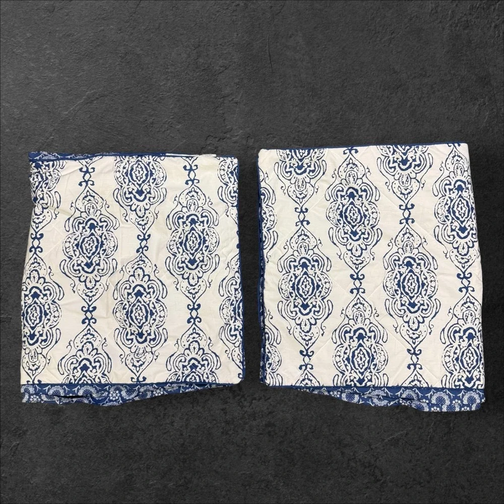 Pottery Barn Dessi Print Blue King Sham Set of 2 Reversible Medallion Cotton